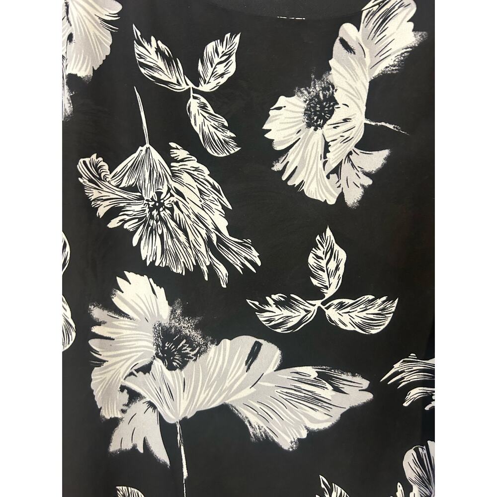 Black cream Daniel Rainn 3/4 sleeve floral blouse top shirt women's size medium - Picture 6 of 6